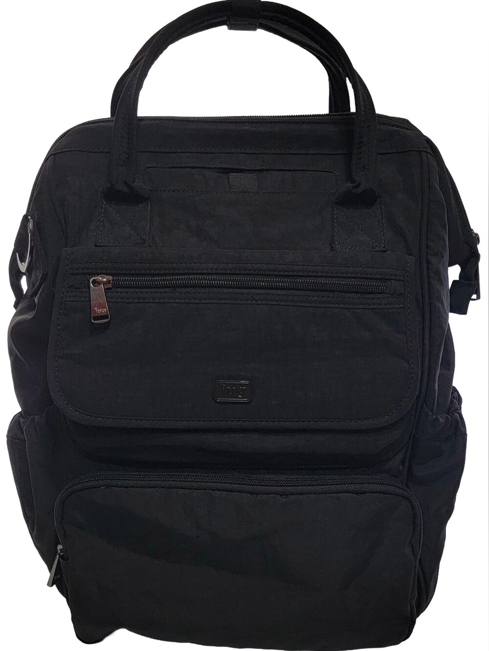 LUG VIA 3 En 1 Convertible Backpack Travel Tote Nylon Black .